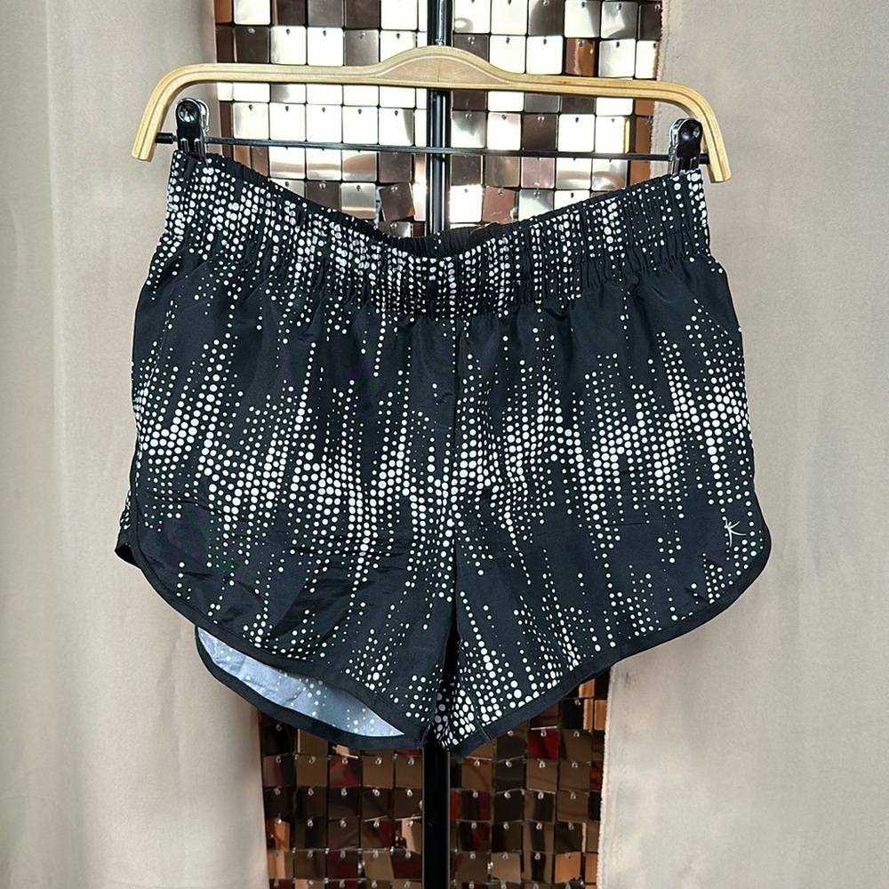 Danskin Now Black & Cream Polka Dot Running Sporty Athletic Athleisure Shorts S
